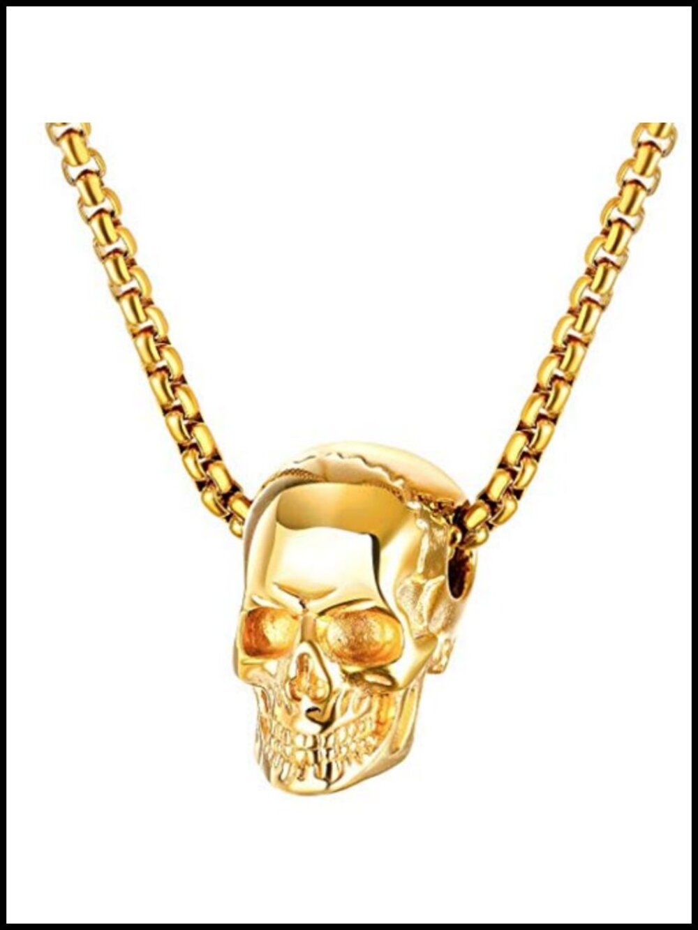 Stainless Steel Retro Gothic Skull Pendant Necklace 18.5-45" Chain